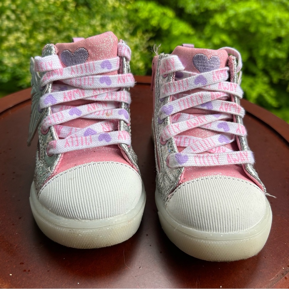 Butterfly Wing Sneakers | Toddler Girl Size 7 | Pink Glitter High-Top Shoes 🦋 - Picture 3 of 7